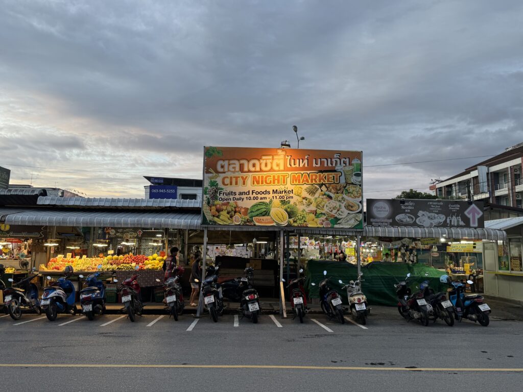Local atmosphere at Krabi Town night market at night