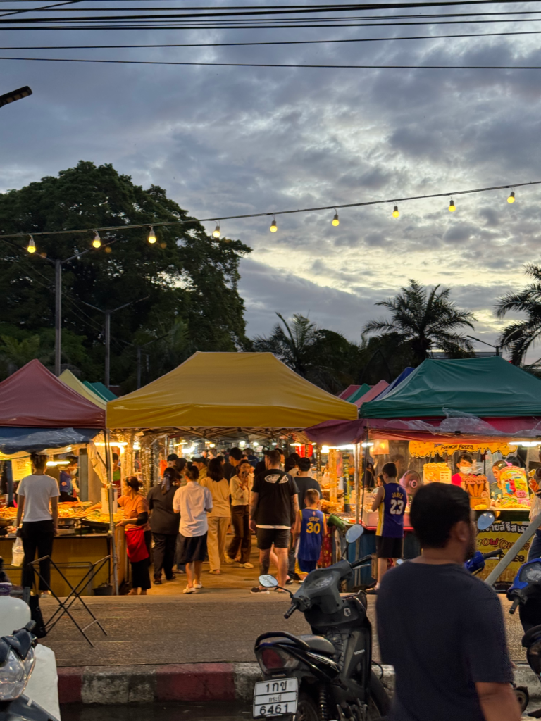 Local atmosphere at Krabi Town night market at night