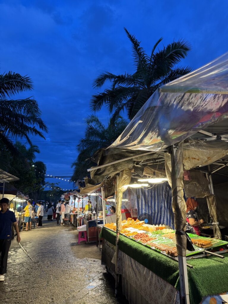 Local atmosphere at Krabi Town night market at night